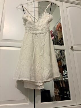 Forever 21 White Lace Trim Spaghetti Strap Dress